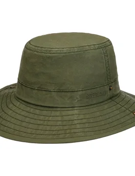 Roll-Up Cotton Hat with UV Protection by - olive - Size: L (58-59 cm) - Stetson - FashionsVida