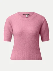 Kurzarm-Pullover in Bouclé-Optik Rosa L
