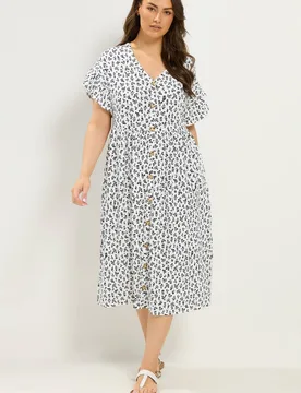 Women's Floral Frill Sleeve Dress in White Size: 16 - White - Size: 16 - Yours - FashionsVida