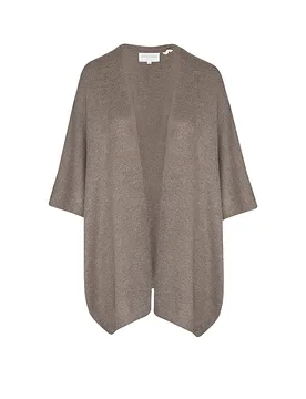 Kaschmirstrickjacke GWENN hellbraun ONE SIZE Damen - LES TRICOTS DE LEA - FashionsVida