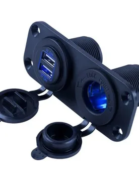 Double Usb Power Socket Panel Black 88.9 x 25.4 x 41.27 mm unisex - Seadog Line - FashionsVida