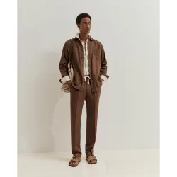 Sobrecamisa con bolsillos de hombre en lino y algodón