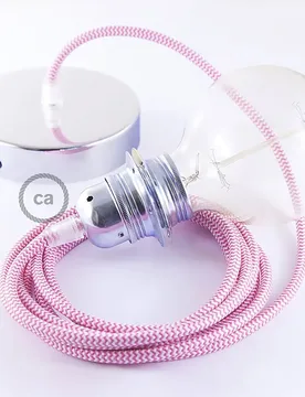 Cables Lampe Suspendue Pendel Pour Abat-jour Rz08 Zigzag 50 Cm Fuchsia / Chrome Plated One Size - Creative - FashionsVida
