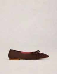 Suede Lace Up Flat Ballet Pumps Brown female