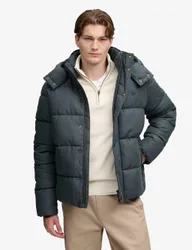 Hooded Checked Puffer Jacket Navy Mix male