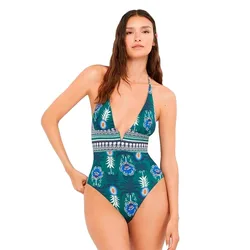 Printed Halter Without Wire Swimsuit Printed M Women