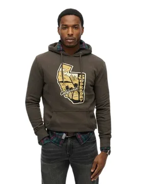 Sweat à Capuche Vintage Travel Bison Black S - Superdry - FashionsVida