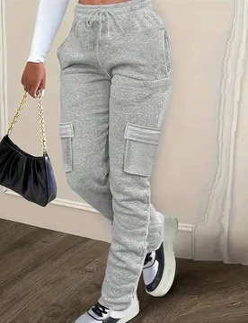 Pantalones deportivos de mujeres con bolsillo lateral apilado S - Shein - FashionsVida