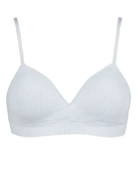Women's 1 Pack Organic Cotton Longline Moulded Bra Cool Grey UK 8-10 - Grey - Size: UK 8-10 - Ambra - FashionsVida