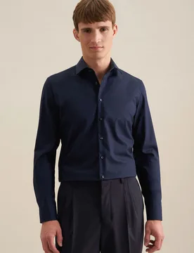 Slim Business Hemd Uni Blau 45 - Seidensticker - FashionsVida