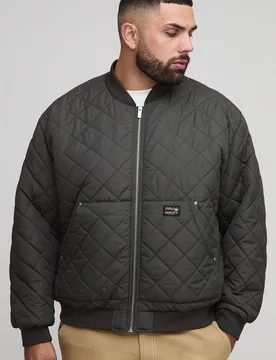 Herren Plus Gesteppte Zimmermann-Taschen Regular Fit Bomberjacke Khaki Größe 3XL - boohooMAN - FashionsVida