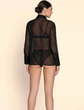Camisa en gasa de seda con abotonadura escondida. Transparente - Lise Charmel - FashionsVida