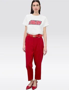Pantalón ancho de mujer tobillero con pliegues - Lola Casademunt - FashionsVida