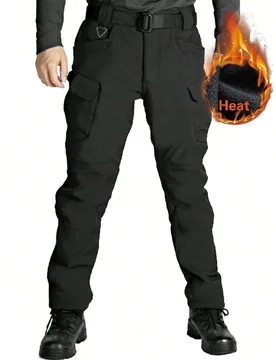 ALPHA CAMP 1 pieza Pantalones largos de softshell de forro polar compuesto para hombre para camping y deportes de senderismo, color negro, invierno XX - Shein - FashionsVida