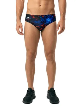 Red Blue Fire Swimming Brief Red S Men - TURBO - FashionsVida