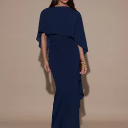 Vestido de chal ajustado de unicolor elegante y simple para mujer S