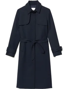 Gabardina de mujer con inserto plisado trasero y cinturón anudable - sandro - FashionsVida