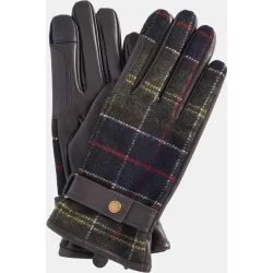 Guantes de piel con tartan y compatibilidad con pantallas tactiles