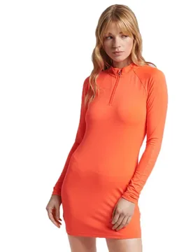Robe à Manches Longues Code Sl Bodycon Hyper Fire Coral 2XS - Superdry - FashionsVida