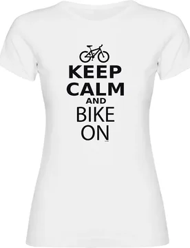 Maglietta A Maniche Corte Keep Calm And Bike On White - Kruskis - FashionsVida