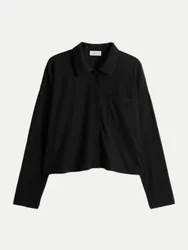 Jerseybluse Sawoni mit feiner Rippenstruktur Schwarz 38