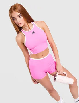 Running Fitted Crop Tank Top - Damen, Rosa - female - Size: M - New Balance - FashionsVida