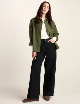 Harriet Womens High Rise Wide Leg Jeans - Black Denim Polycotton - Size 16 Regular - TOG24 - FashionsVida