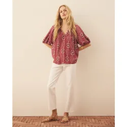 Pantalón de campana liso de mujer