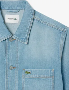 Sobrecamisa de hombre denim de algodón grueso de manga larga - Lacoste - FashionsVida