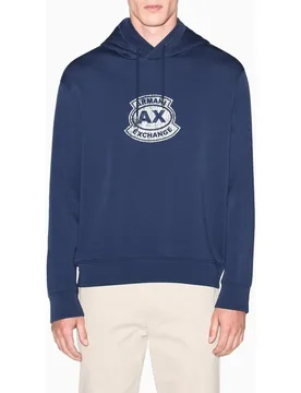Sudadera de hombre con estampado de logo y capucha ajustable - Armani Exchange - FashionsVida