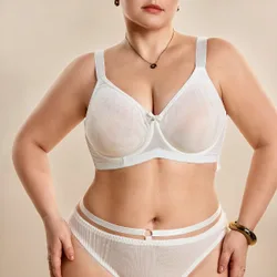 Sujetador con aros de malla y parches de moda para mujer de talla grande 110E