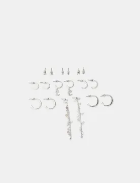 Er-Set Ohrringe mit Mond Grau OS - Stradivarius - FashionsVida