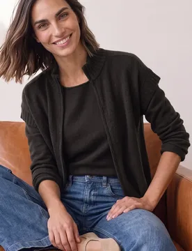 Dropped Shoulder Cardigan mit Turtle Neck und Zipper female Braun - Street One - FashionsVida