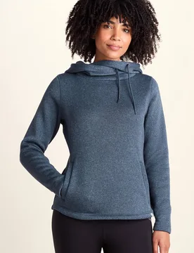 Women's 'Acer' Oversized Supersoft Knitlook Fleece Hoodie in Mid Blue Size: 18 - Mid Blue - Size: 18 - TOG24 - FashionsVida