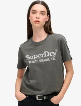 Superdry Damen Metallic Venue Relaxed T-shirt Schwarz - Größe: 38 - 39.99 - FashionsVida