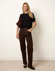 Chocolate Leopard Print Wide Leg Jeans - XL / CHOCOLATE - female