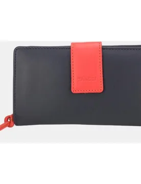 Monedero grande de mujer en piel y coral con tirador en forma de nudos - Yancci - FashionsVida