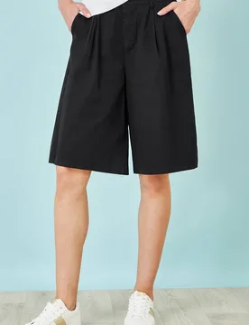 Women's Cotton Bermuda Shorts in Black Size: 10 - Black - Size: 10 - Yumi - FashionsVida