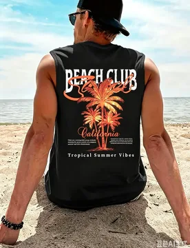 Summer beach coconut tree print sleeveless T-shirt top fashion vacation beach quick drying casual sport Oversized men's tank top - Aliexpress - FashionsVida