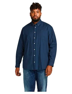 Camicia A Maniche Lunghe Oxford Plus Size Blue 2XL - Jack & jones - FashionsVida
