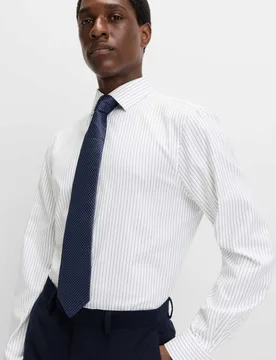 Regular Fit Pure Cotton Striped Luxury Shirt White/Med Blue male - M&S SARTORIAL - FashionsVida