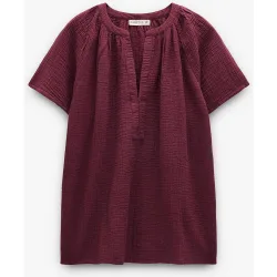 Blusa de mujer 100% algodón de manga corta con cuello pico