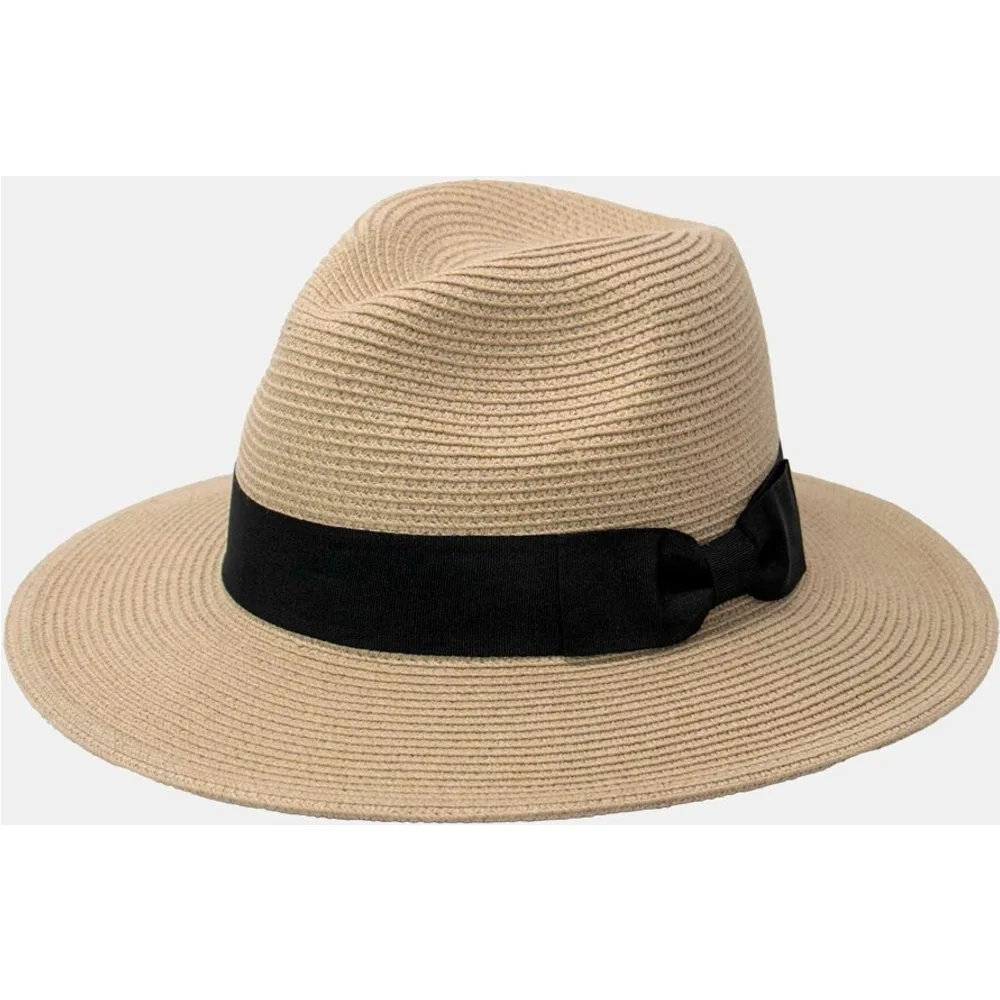 Sombrero fedora con protección solar en con cinta en negro - Illums - FashionsVida