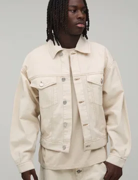 Herren Oversized Denim Co-Ord Jacke Ecru Größe Small - boohooMAN - FashionsVida