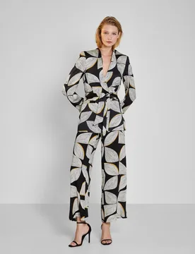 Pantalones anchos de mujer con estampado de hojas - Trucco - FashionsVida
