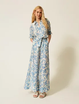 Twinset Pantalon palazzo floral - TWINSET - FashionsVida