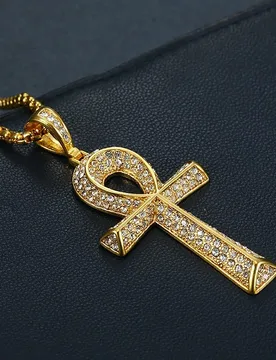 Men's Egyptian Ankh Cross Pendant With Stainless Steel Chain And Iced Out Bling Full Rhinestones Necklace Hip Hop Egypt Jewelry - Aliexpress - FashionsVida