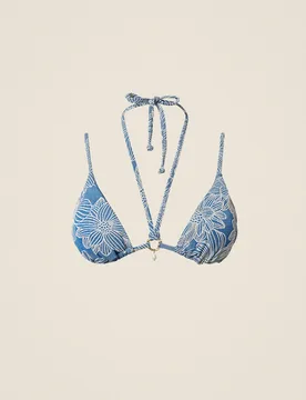 Haut de maillot de bain triangle jacquard avec perle - TWINSET - FashionsVida