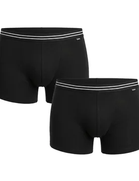 Pack Of 2 Mens Elastic Cotton Boxers D6578 - Black - Size Medium - Dim - FashionsVida