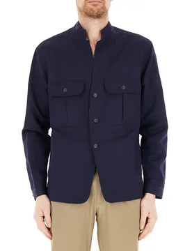 XACUS Giacca overshirt BLU NAVY M - Xacus - FashionsVida